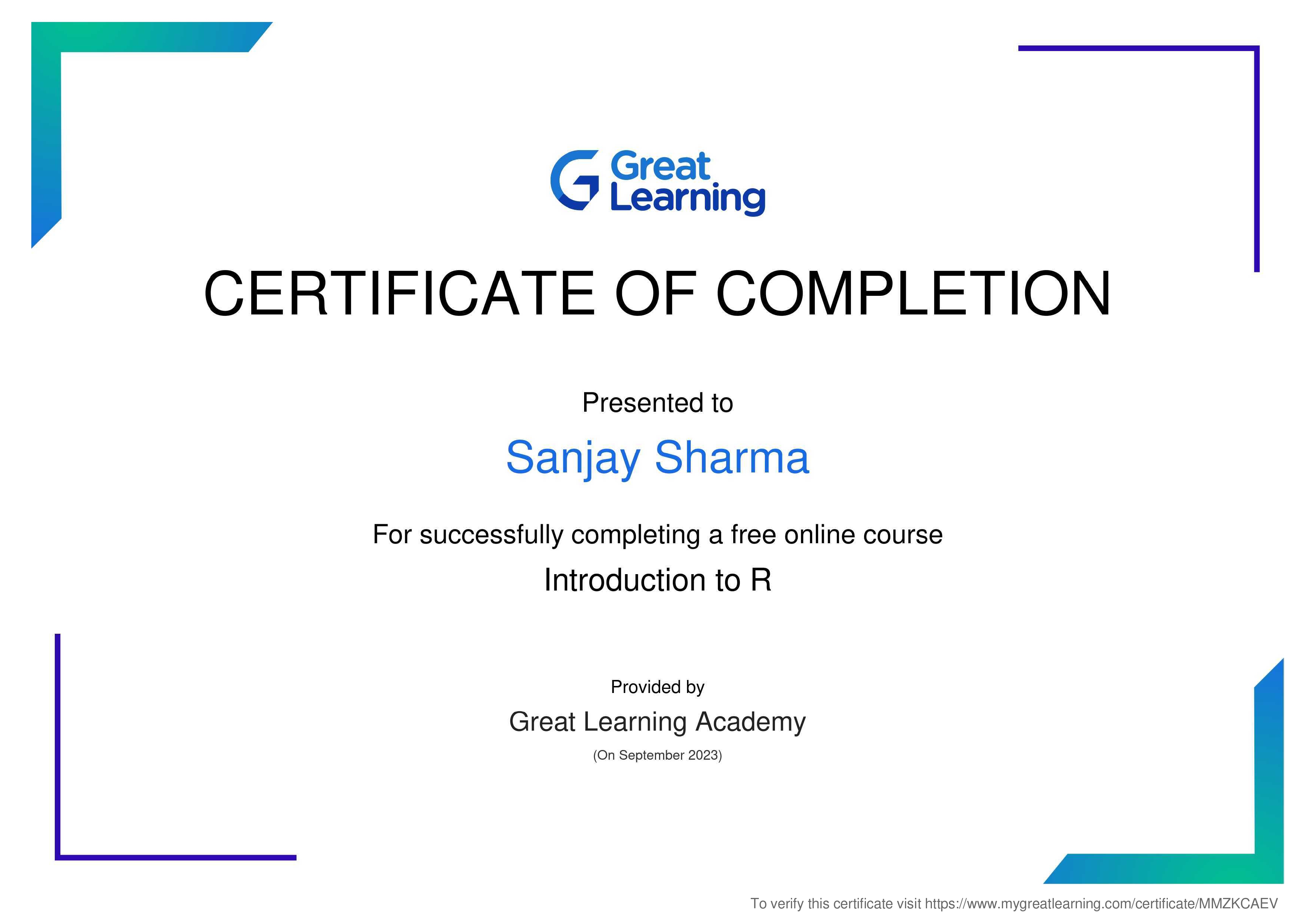 Introduction of R Certificate